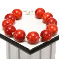 Silver Beaded Red Coral Bracelet