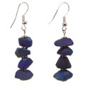 Silver Beaded Blue Lapis Lazuli Earrings