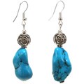 Silver Floral Beaded Turquoise Earrings