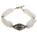 Three Strand Silver-accented Moonstone Bracelet
