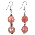 Silver Beaded Cherry Quartz Earrings
