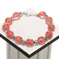 Silver Beaded Cherry Quartz Bracelet