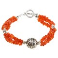 3-strand Silver-accented Orange Agate Bracelet