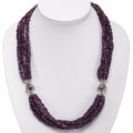 Five Strand Silver Bead Amethyst Necklace