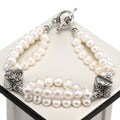 Silver-accented Three Strand Pearl Bracelet