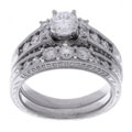 14k White Gold 1ct TDW Round and Princess Diamond Wedding Ring Set (G-H, SI2-I1)
