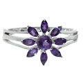 Sterling Silver Amethyst Flower Ring