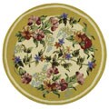 Hand-hooked Botanical Ivory Wool Rug (3' Round)