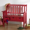 Country Red 3-drawer Bench