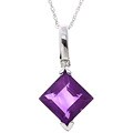14k White Gold Amethyst & Diamond Pendant