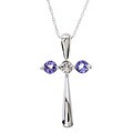 14k Gold Tanzanite 1/10ct Diamond Cross Pendant