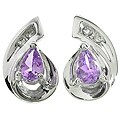 14k White Gold Tanzanite & Diamond Earrings