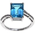 10k White Gold Blue Topaz and Diamond Ring