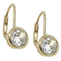 14k Gold Over Silver CZ Leverback Earrings