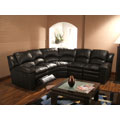 Black Leather 5-seat Recliner Sectional Sofa