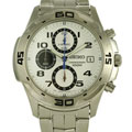 Seiko Men's White Dial Steel Chronograph Watch