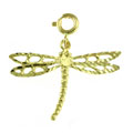 14k Yellow Gold Dragonfly Charm