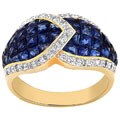 18k Gold 2/5ct TDW Diamond Sapphire Cocktail Ring (G-H, VS-SI)