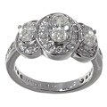 14k White Gold 1-3/4ct TDW Oval and Round Diamond Three-Stone Ring (I, SI)