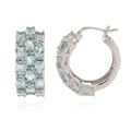 Sterling Silver Genuine Blue Topaz 3-tier Hoop Ear