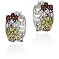 Sterling Silver Multi Gemstone Hoop Earrings