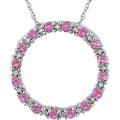 10k Gold Round Pink Tourmaline & Diamond Pendant