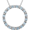 10k Gold Round Blue Topaz & Diamond Pendant