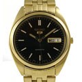 Seiko 5 Men's Automatic Black Dial Goldtone Watch