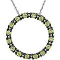 10k White Gold Peridot & Diamond Circle Pendant