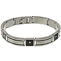 Stainless Steel Onyx and Diamond Men's Bracelet