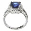 Silver Platinum Solitaire Created Sapphire Ring