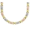 18k Gold Plated Tri-Color Gold Hexagon Necklace