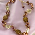 Exotic Tiger's Eye, Lemon Quartz and Pearl Necklace (USA)