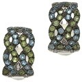 14k White Gold Peridot Blue Topaz Carnival Earrings