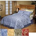 3-Piece Down Blend Floral/Stripe Comforter Set