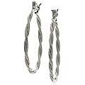 14k White Gold Twisted Hinged Hoop Earrings