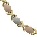 Tri-color Steel Small X & O Link Necklace