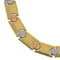 Tri-Color Steel Rectangle & Circle Link Necklace