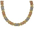 Tri-color Steel Large X & O Link Necklace
