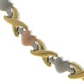 Tri-Color Steel X & Heart Link Necklace
