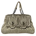 Fendi Metallic Leather Cracked Gold B-Bag Satchel