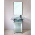 Glass Vanity with Single Door Glass Cabinet