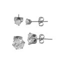 Stainless Steel 8mm & 4mm CZ Earring Set