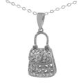 Sterling Silver Fashion Purse CZ Necklace
