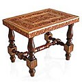 Cedar and Leather Golden Arbor Table (Peru)