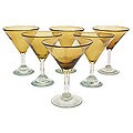 Set of 6 Amber Martini Glasses (Mexico)
