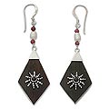 Garnet and Pearl Ray of Light Earrings (Indonesia)