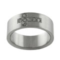 Stainless Steel Brushed Finish CZ Cross Ring