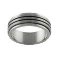 Stainless Steel Striped Spinner Fashion Ring
