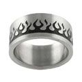 Stainless Steel Laser Engraved Flame Fashion Ring